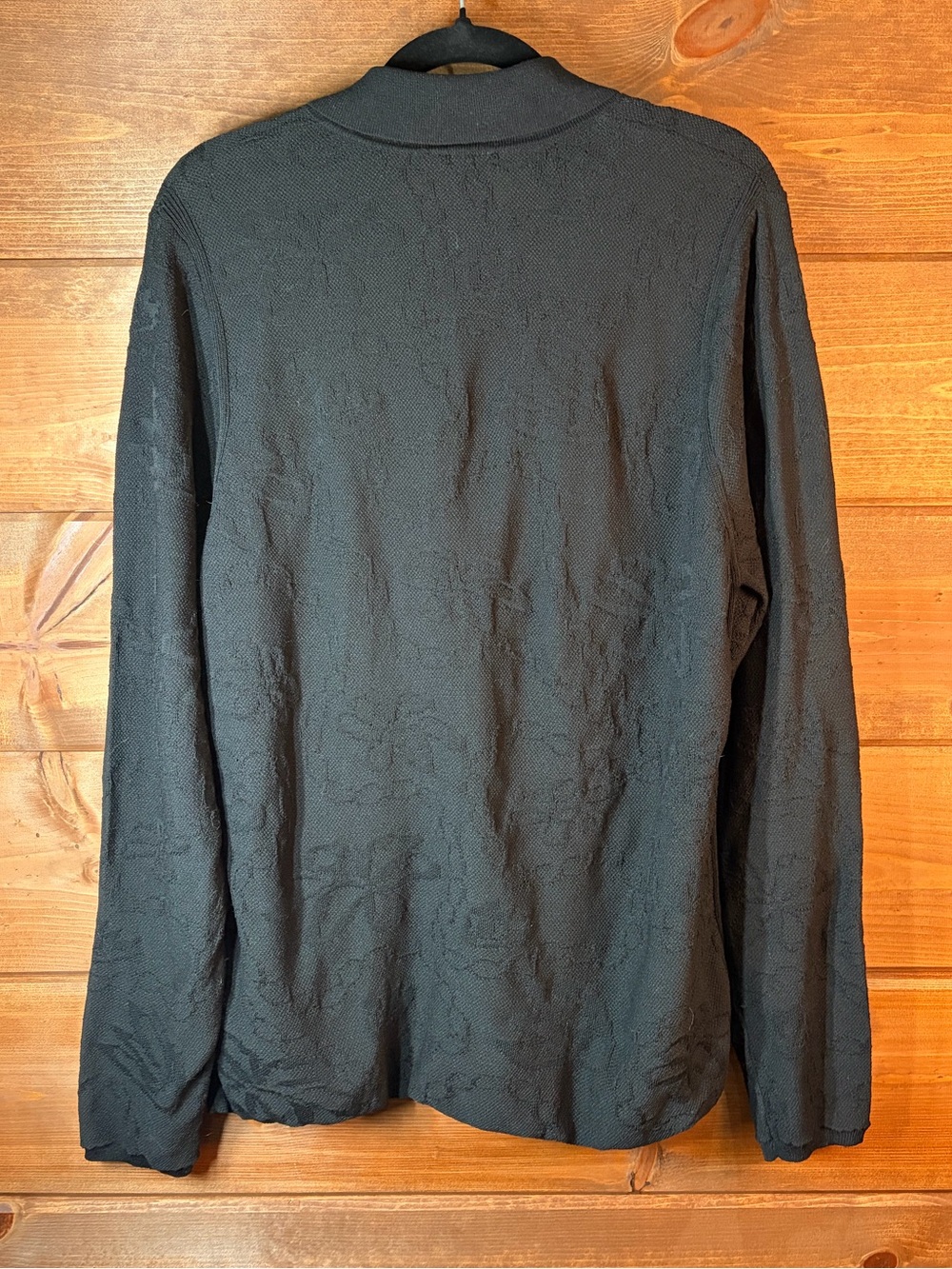 Croft & Barrow Black Long-Sleeve Floral Texture Polo Sweater Girls XL 💕🖤 - Picture 9 of 11